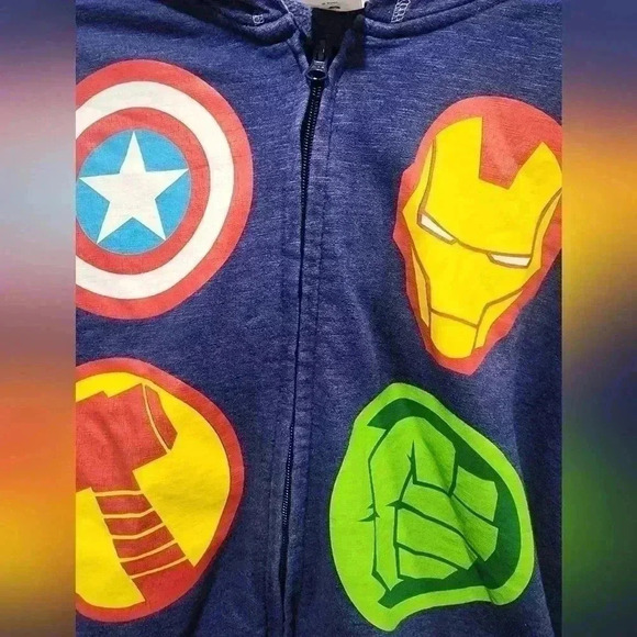 Disney Store Marvel Avengers Blue Full Zip Hoodie Mens Size Small NICE - Picture 5 of 13